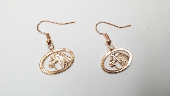 Preview: Pferde Ohrringe rosegoldfarben horse